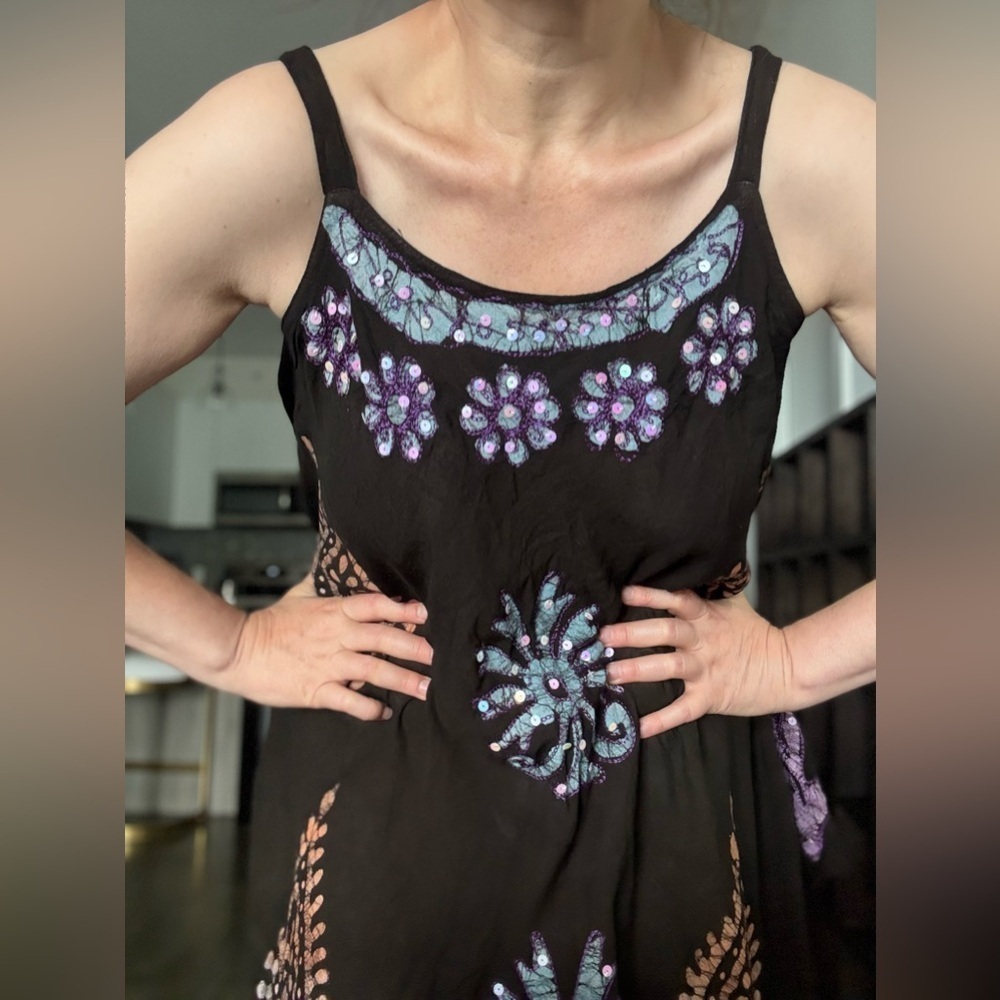 Black and Purple Embellished Mini Dress - Picture 9 of 10
